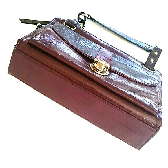 EXPRESS Purple Wine Satchel Attaché Handle Bag - Picture 4 of 8